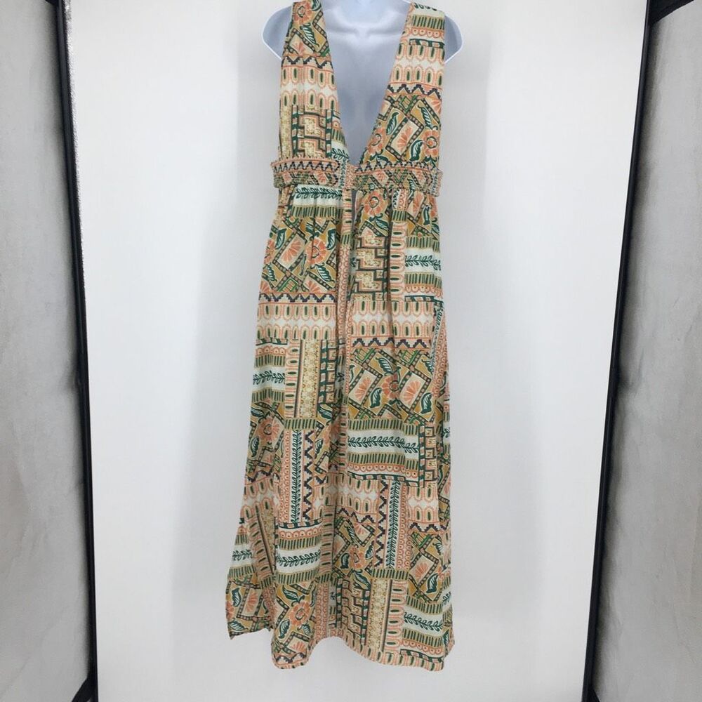 Bila77 Sophia Dress Womens Large Cutouts Slits Deep V Smocked Waist Boho #J - Picture 11 of 11